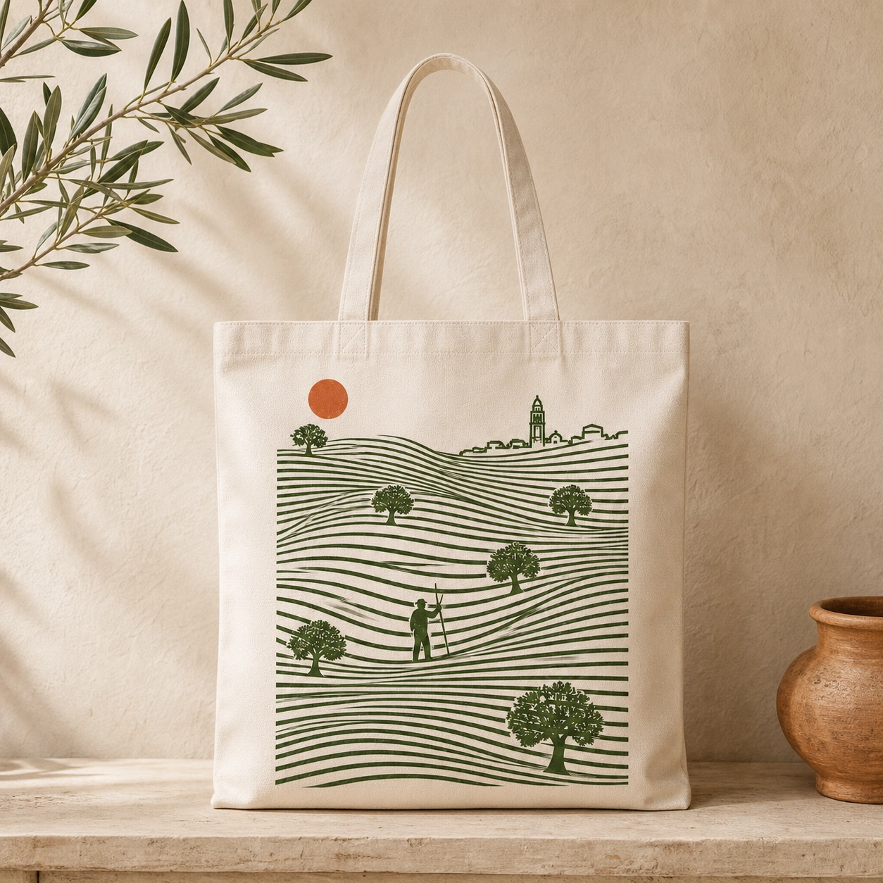 Ilustración de Tote Bag Mar de Olivos